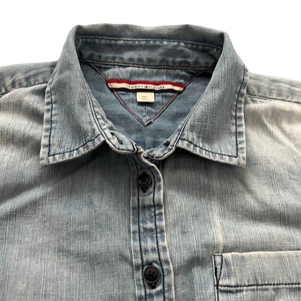 Tommy Hilfiger Women's Long Sleeve Blue Denim Casual Button Down Shirt Size SP - Picture 3 of 10